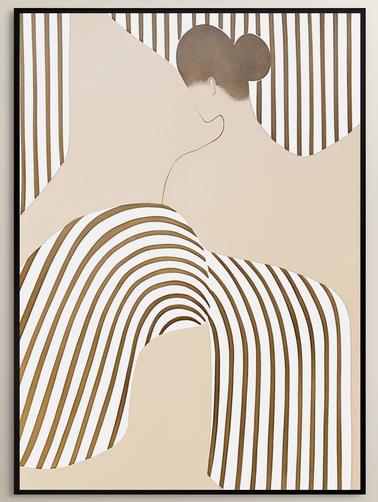 Gold and Beige Striped Female Portrait