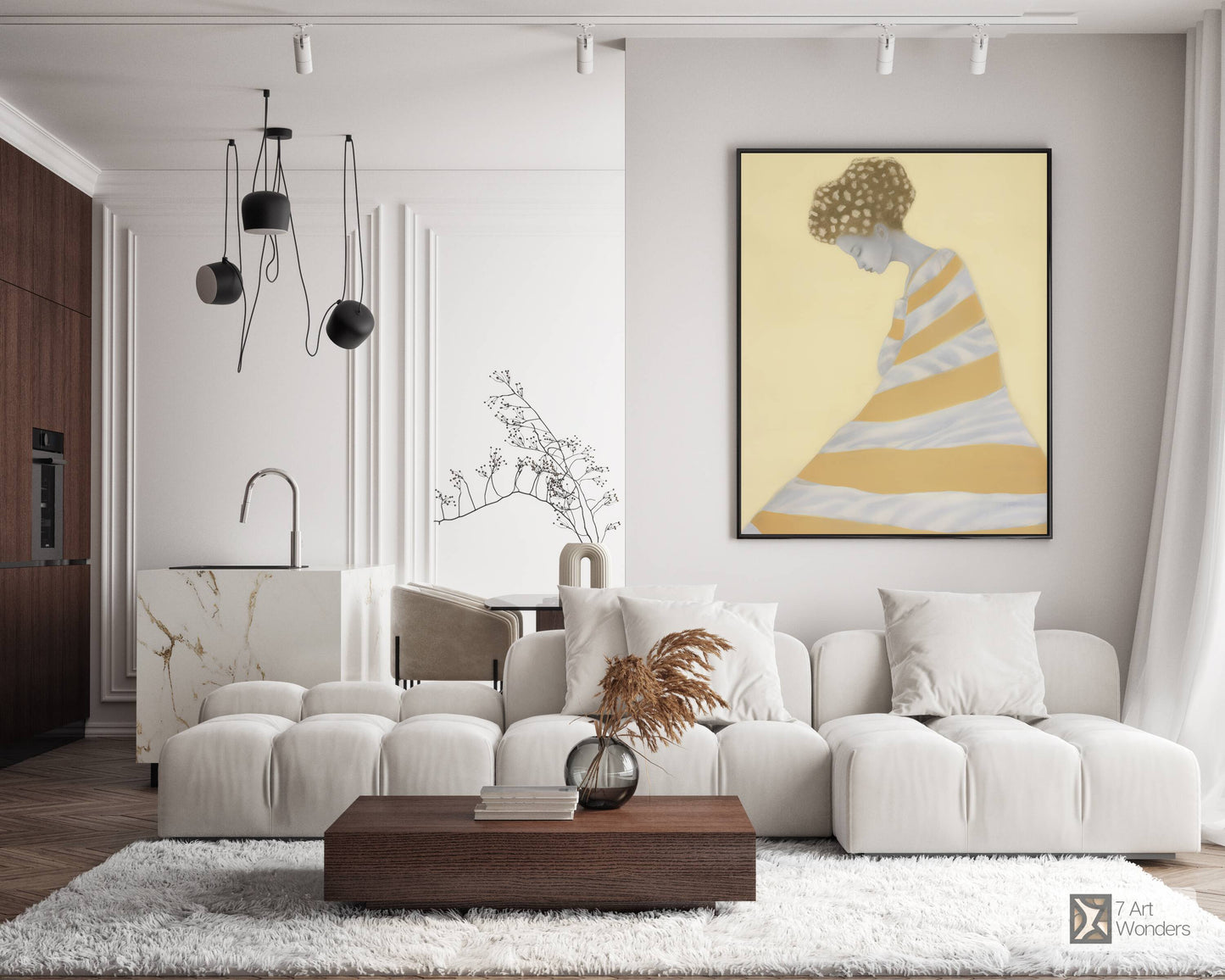 Amber and Gray Striped Woman Art