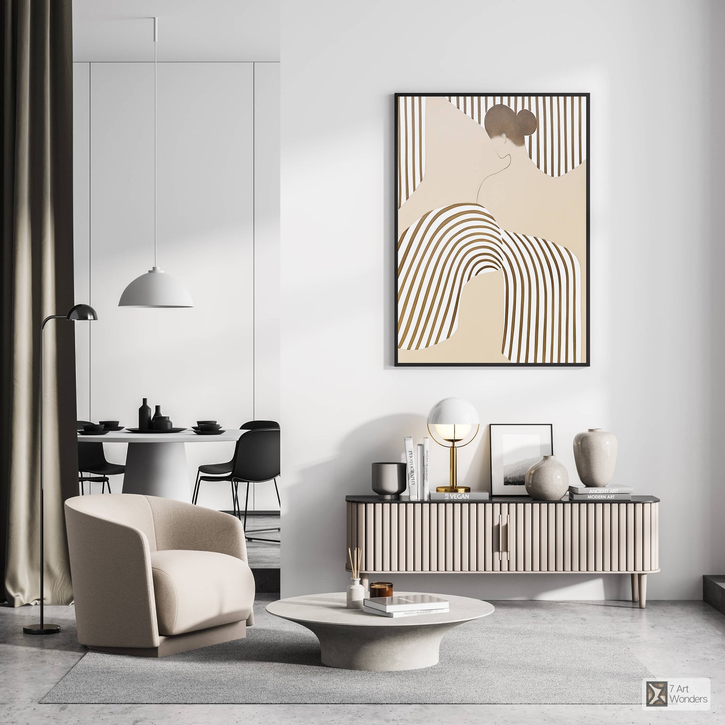 Gold and Beige Striped Female Portrait