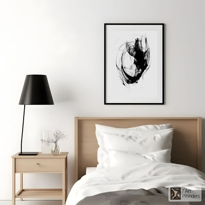 Monochrome Kinetic Ink Swirls Art