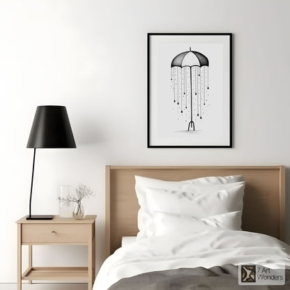 Whimsical Umbrella Rain Art