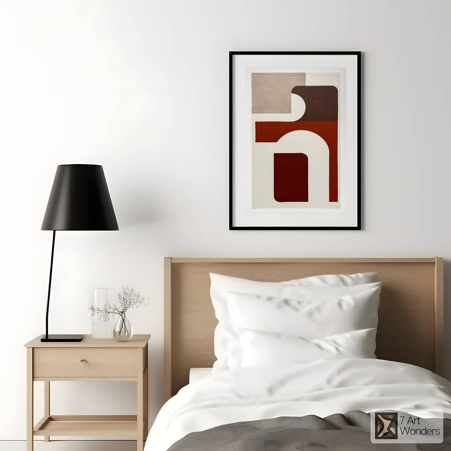 Maroon Minimalist Geometric Shapes Art II