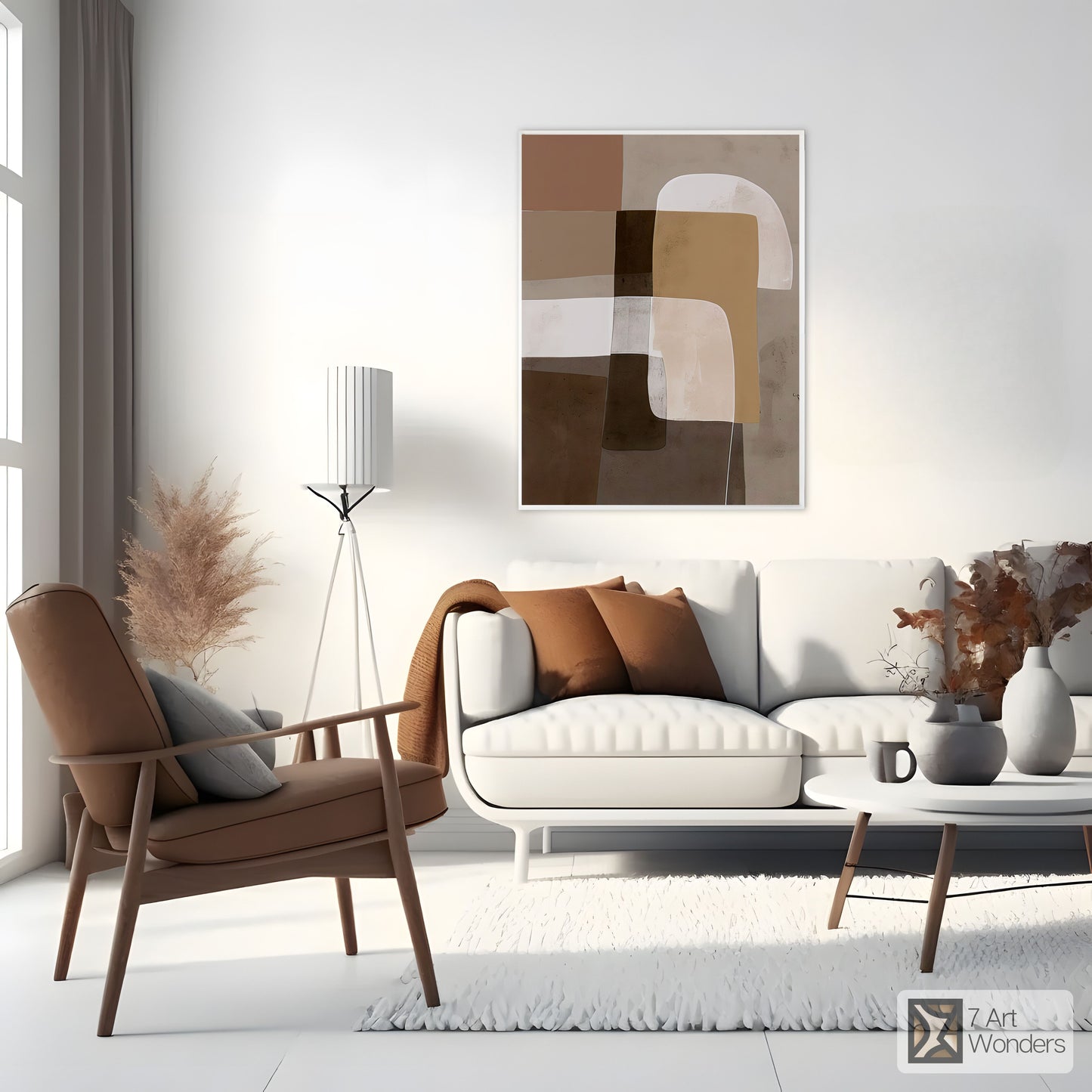 Serene Rectangles Beige Modern Art