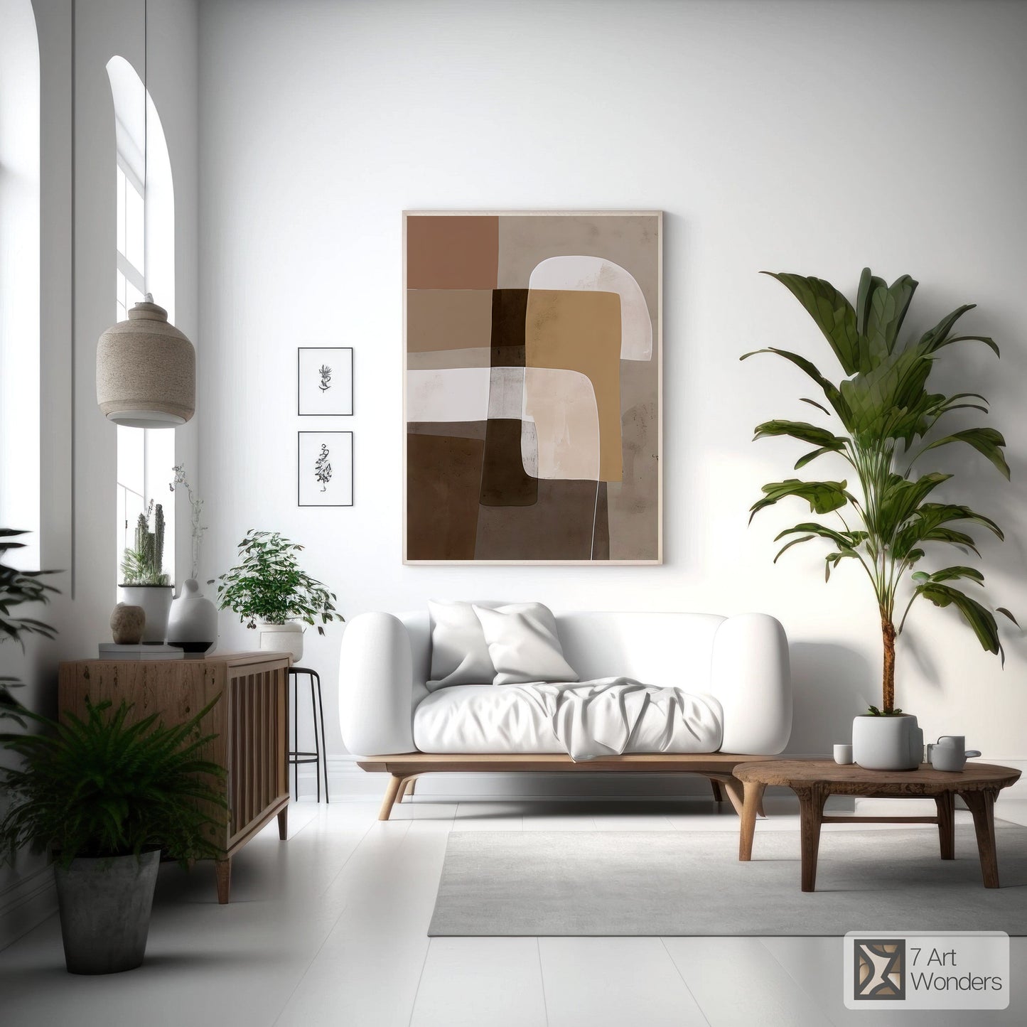 Serene Rectangles Beige Modern Art