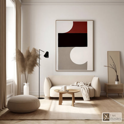 Maroon Minimalist Geometric Shapes Art III