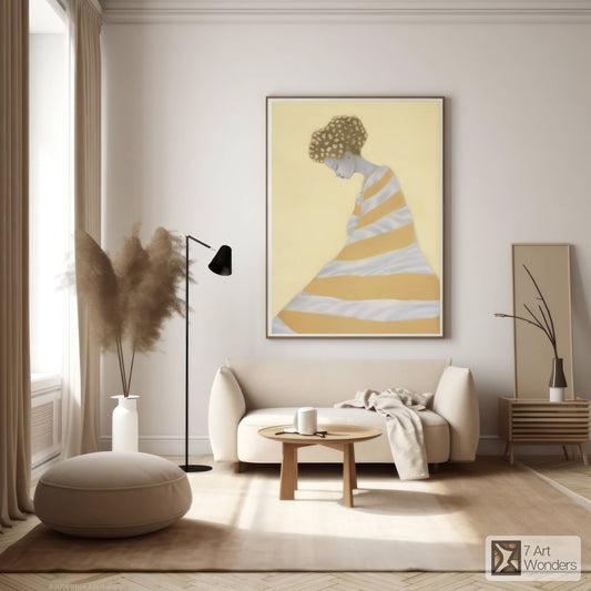 Amber and Gray Striped Woman Art