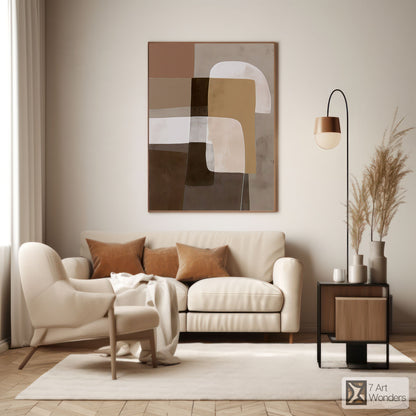 Serene Rectangles Beige Modern Art