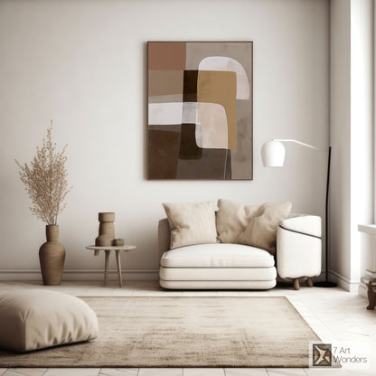 Serene Rectangles Beige Modern Art