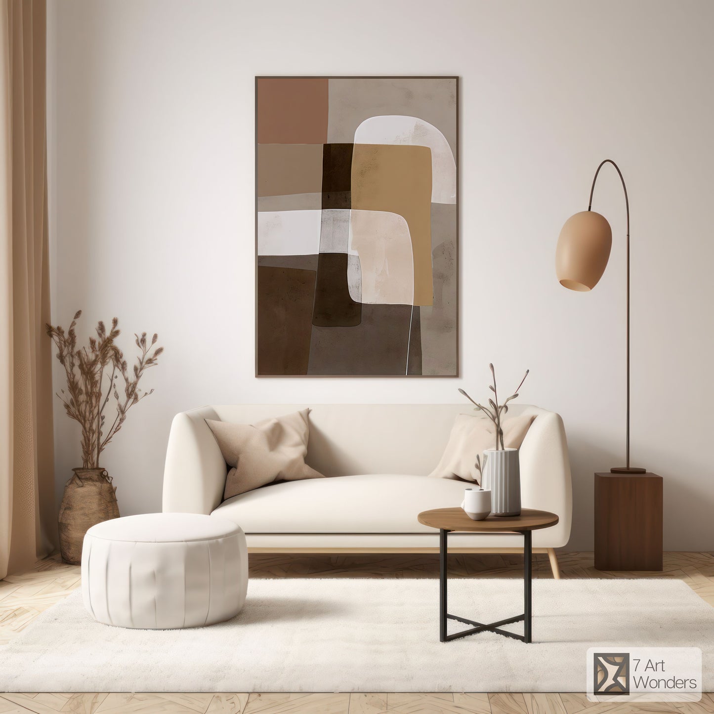 Serene Rectangles Beige Modern Art