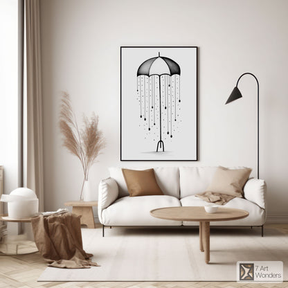 Whimsical Umbrella Rain Art