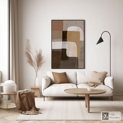 Serene Rectangles Beige Modern Art