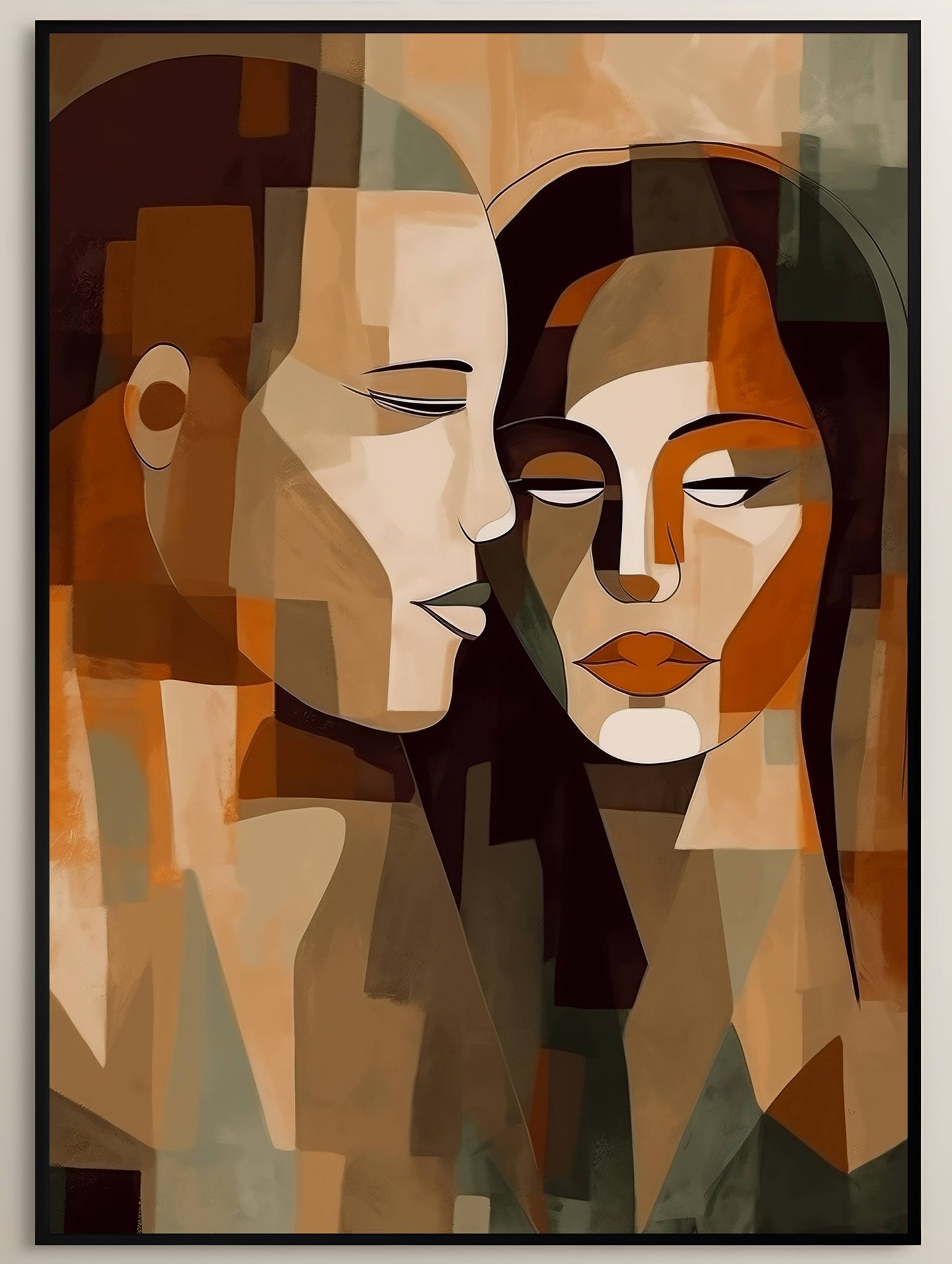 Romantic Cubism Couple Portrait