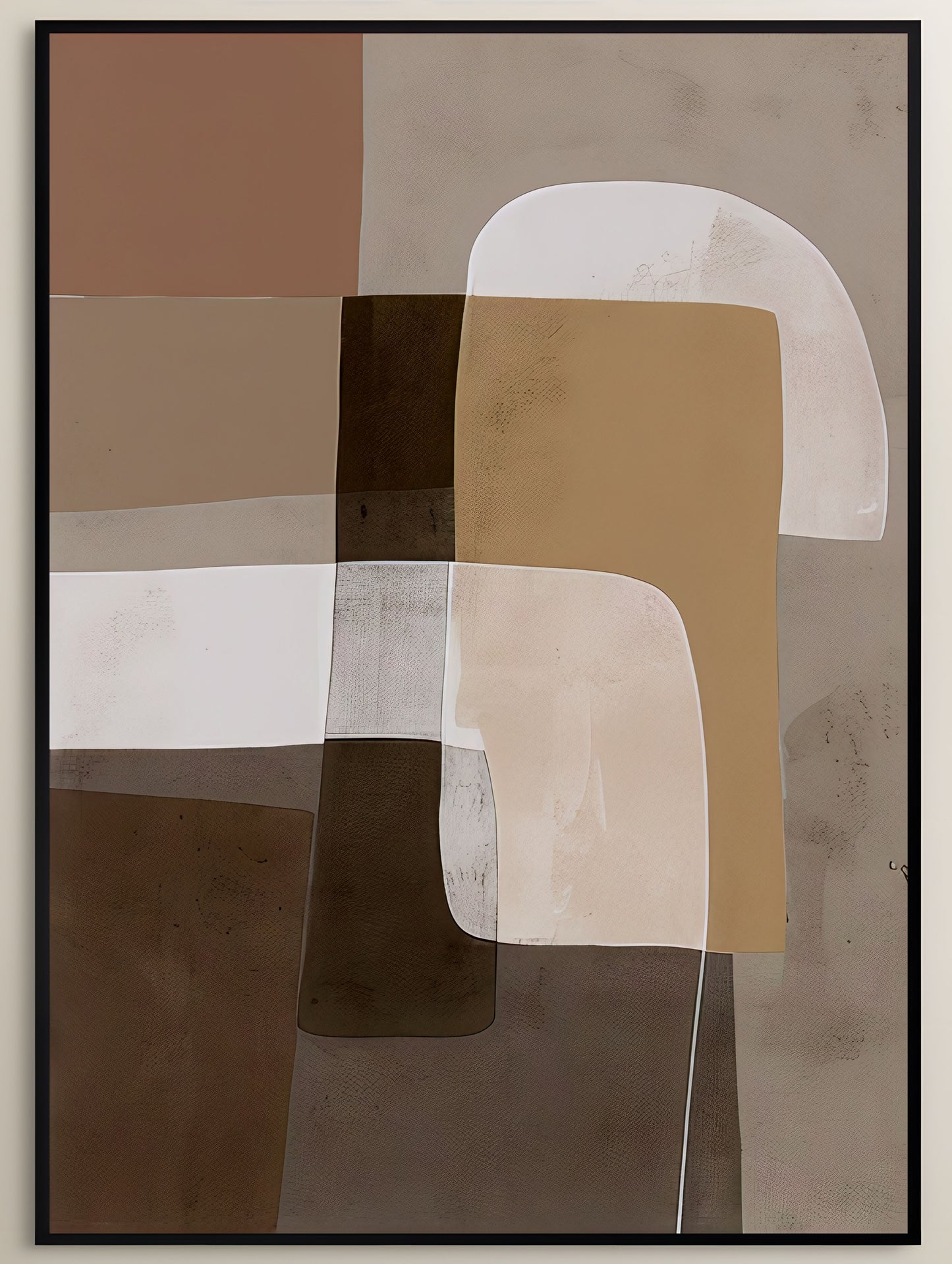 Serene Rectangles Beige Modern Art