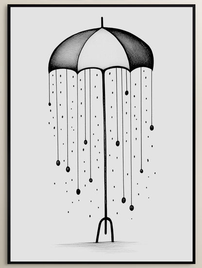 Whimsical Umbrella Rain Art