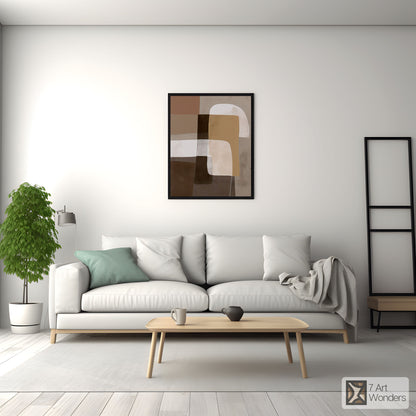 Serene Rectangles Beige Modern Art