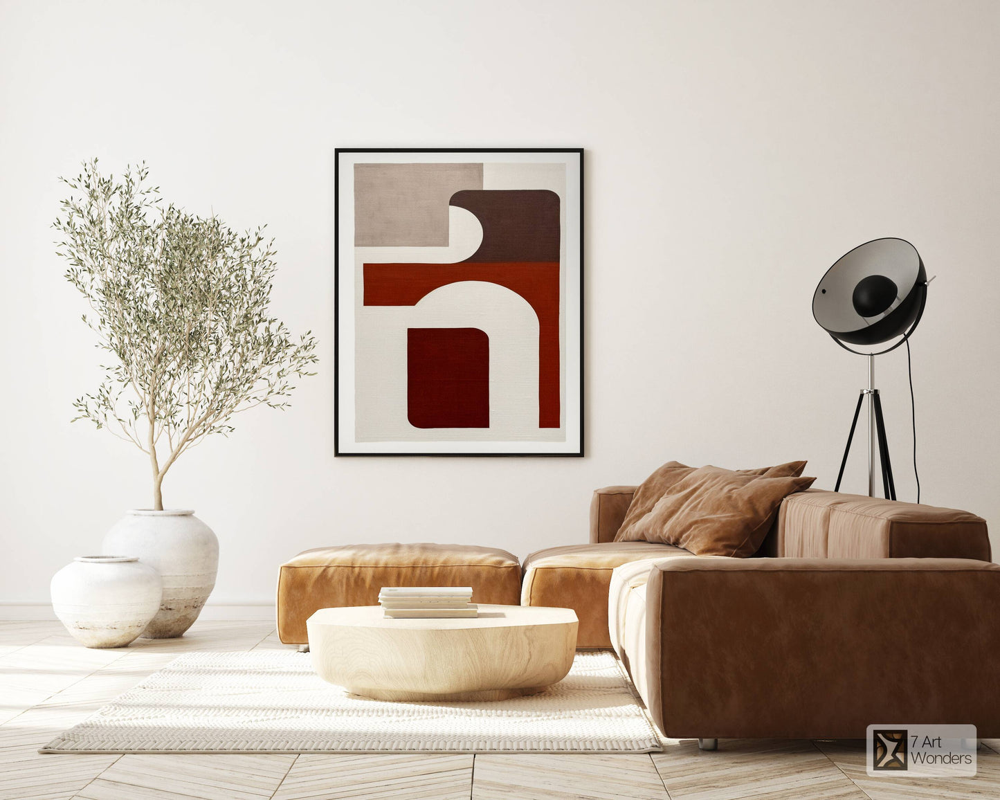 Maroon Minimalist Geometric Shapes Art II