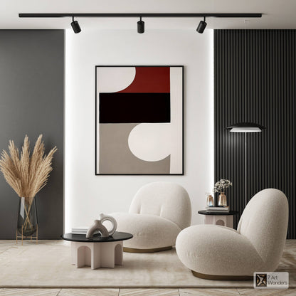 Maroon Minimalist Geometric Shapes Art III