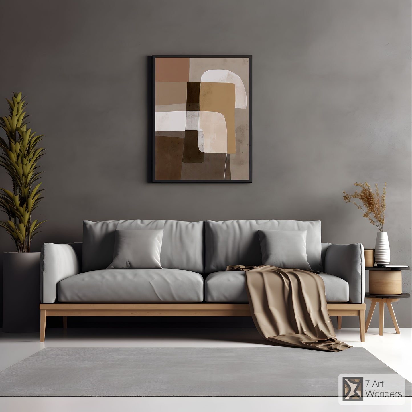 Serene Rectangles Beige Modern Art