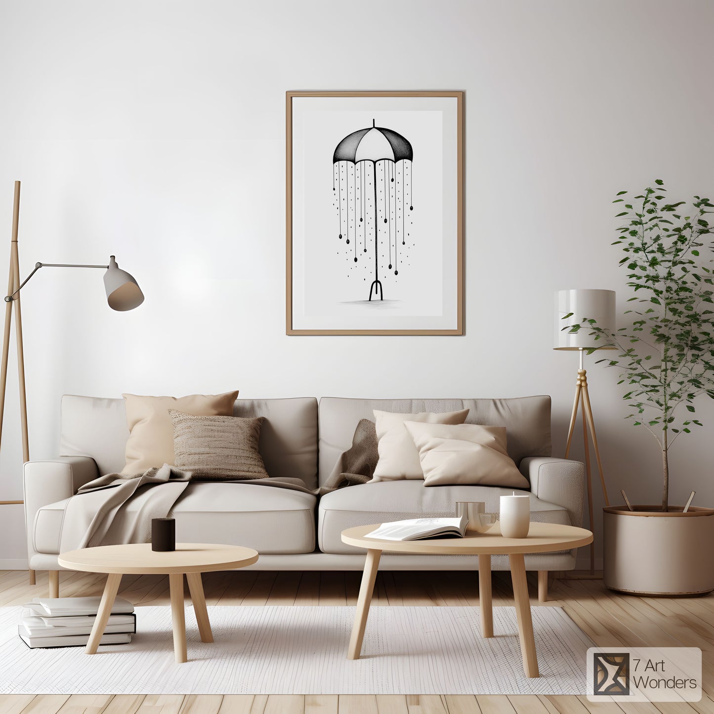 Whimsical Umbrella Rain Art