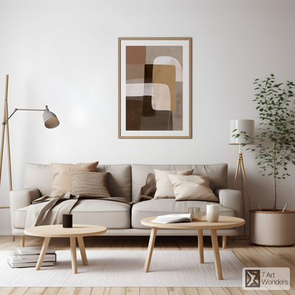 Serene Rectangles Beige Modern Art