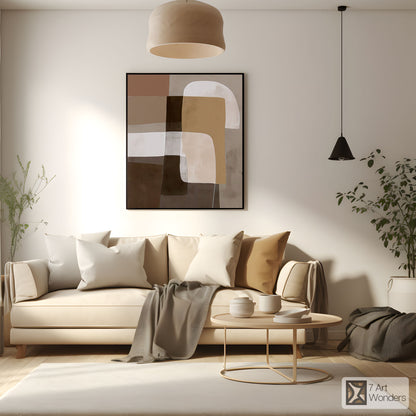 Serene Rectangles Beige Modern Art